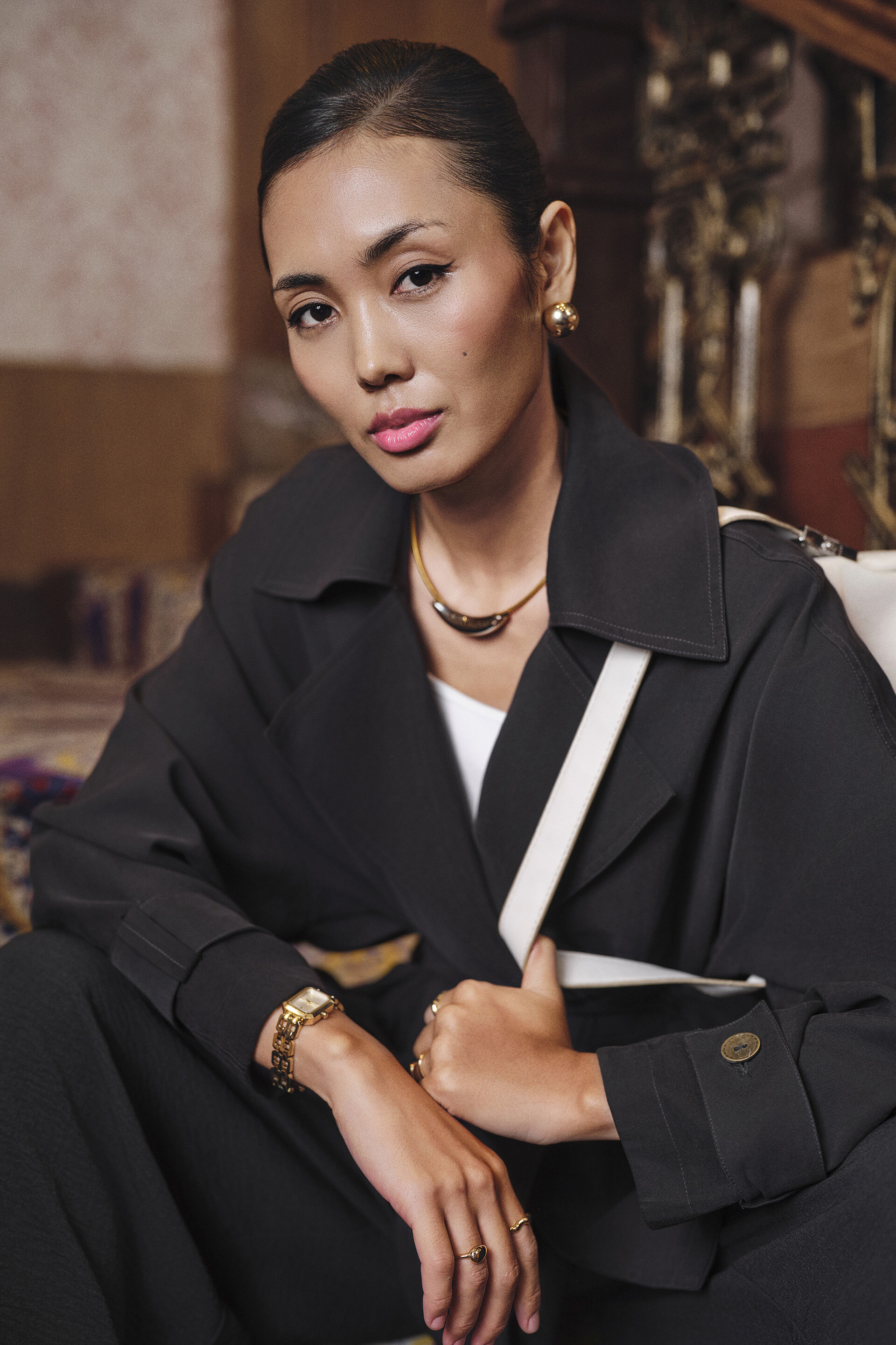 Tie-up Jacket in Black, Black, image 5